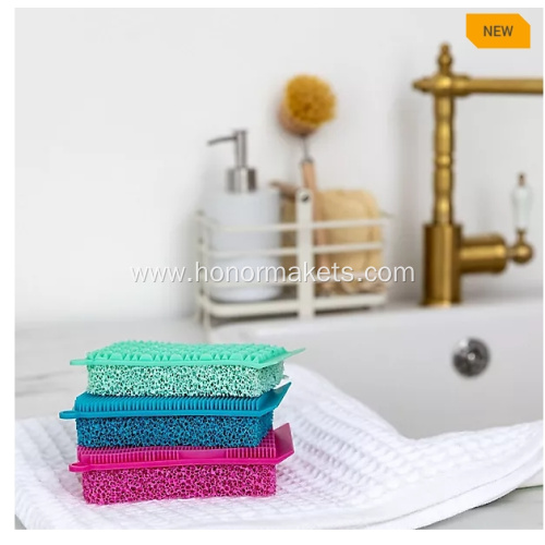 Double-Sided Silicone Cleaning Sponges set of 3pcs
